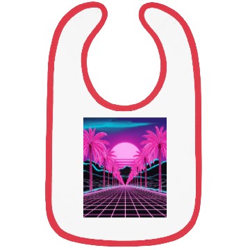 Discover Neon Dreamscape: Retro-Futuristic Synthwave Sunset Bibs