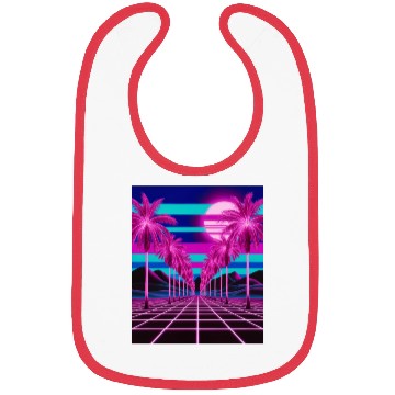 Discover Neon Dreamscape: Retro-Futuristic Synthwave Sunset Bibs