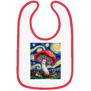 Discover Starry Night Mushroom: Surreal Watercolor Dreamsca Bibs