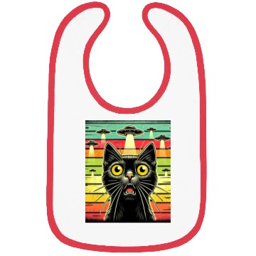 Discover Fun Cat sunset Galaxy Cat Spaceship Alien Cat UFOs Bibs