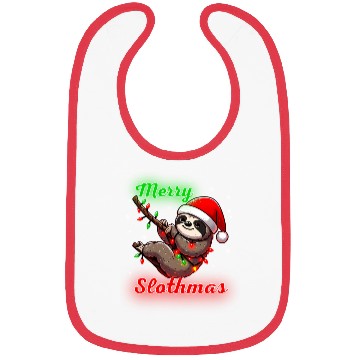 Discover Merry Slothmas Sloth In Santa Hat Christmas Bibs