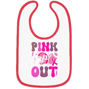 Discover Pink Out Breast Cancer Football Mom Girls Women Bibs