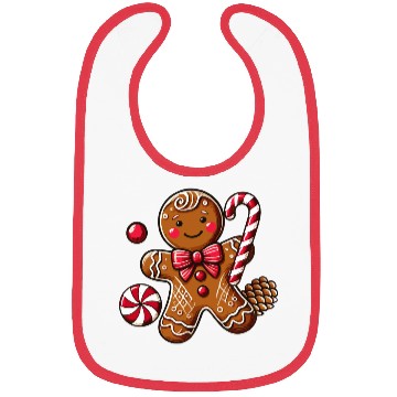 Discover Happy gingerbread man with candy cane Bibs