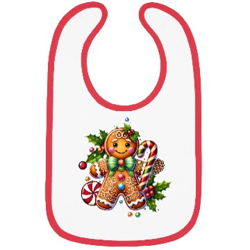Discover Happy gingerbread man with candy cane Bibs