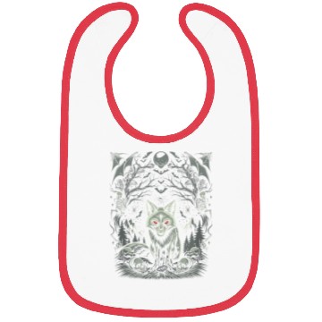 Discover Dark Cottagecore Mystic Wolf Amidst Gothic Forest Bibs