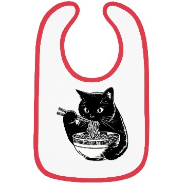 Discover Cat Eating Ramen Noodles Japanese Funny Bibs
