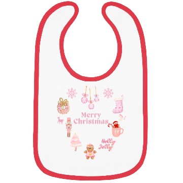 Discover Merry Chrismtas Cute Pink Snowflake Bibs