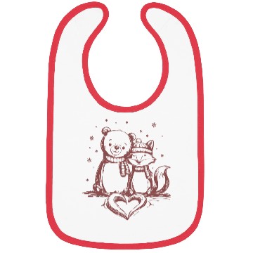 Discover Bear and Fox in Love Bibs