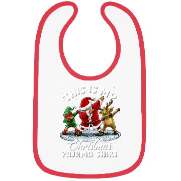 Discover This Is My Christmas Pajama Dabbing Santa Elf Bibs