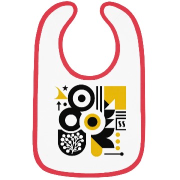 Discover Bold Black & White Geometric Pattern with Yellow Bibs
