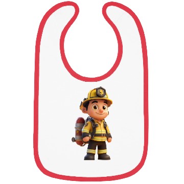 Discover Friendly Firefighter Cartoon Character Bibs