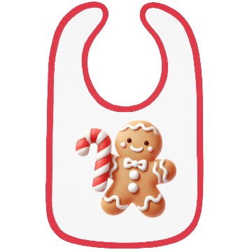 Discover Happy gingerbread man with candy cane Bibs