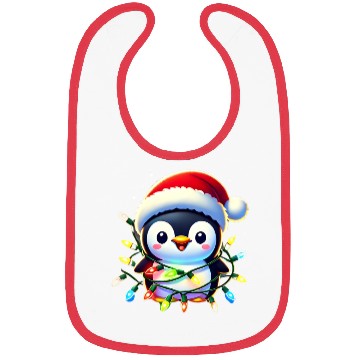 Discover Festive Penguin Wrapped in Christmas Lights & Sant Bibs