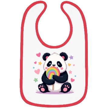 Discover Chubby Panda with Rainbow Lollipop Bibs