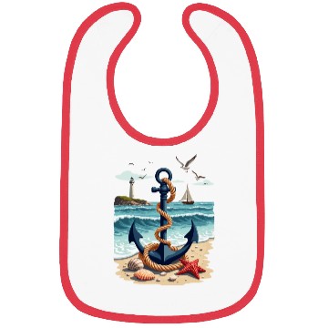 Discover Nautical Anchor and Lighthouse Ocean Scene for a Bibs