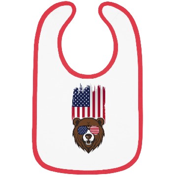 Discover Bear American flag Bibs