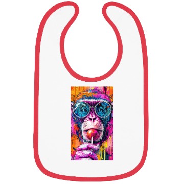 Discover Digital Art Monkey With Lollipop Graffiti Elements Bibs