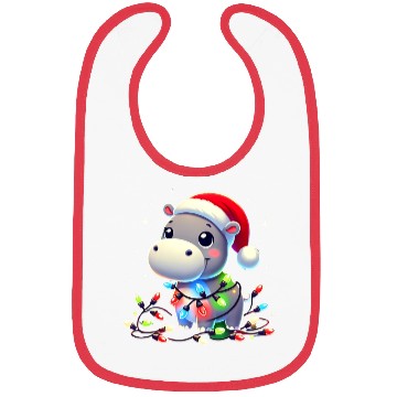 Discover Christmas Hippo Wrapped in Holiday Lights Bibs