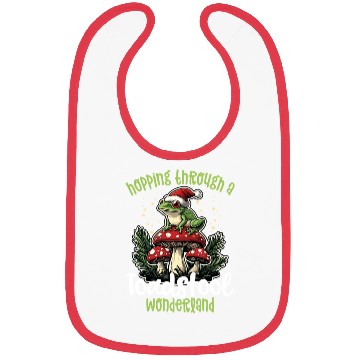 Discover Merry Christmas Frog on Mushroom Cottagecore Bibs