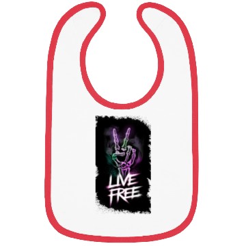 Discover "Live Free Neon Skeleton Hand Design" Bibs