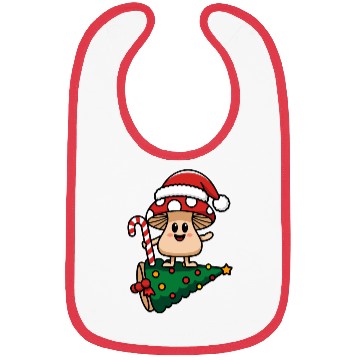 Discover Christmas Mushroom Wearing Santa Hat Bibs