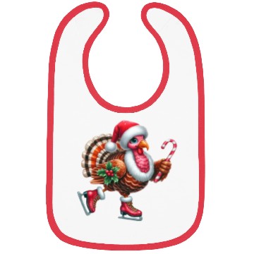 Discover Turkey Ice Skating with Candy Cane and Santa Hat Bibs