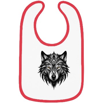 Discover Black and White Geometric Wolf Bibs