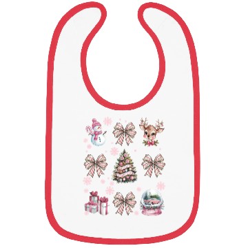 Discover Christmas Coquette Bow, Cute Christmas Snowman Bibs