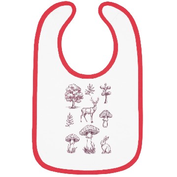 Discover Forest life design trees, deer, mushrooms, rabbit Bibs