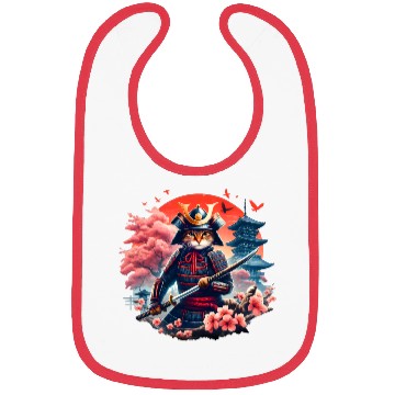 Discover Samurai Cat Graphic Warrior Vintage Japanese Anime Bibs