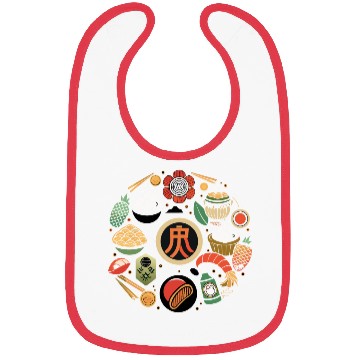 Discover Japanese Cuisine Circle Retro Design Bibs