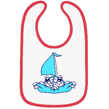 Discover Cute Funny Boat Waves Sails Face Smiles Cool Comic Bibs