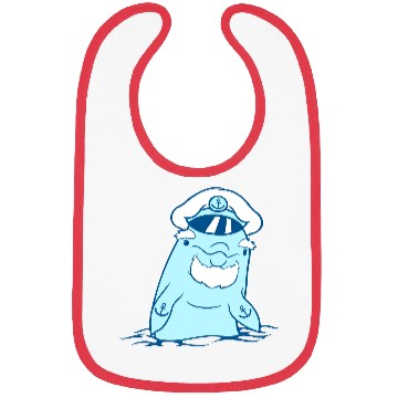 Discover Funny Old Dolphin Ship Captain Cute Cartoon Comic Bibs