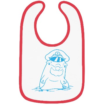 Discover Funny Old Dolphin Ship Captain Cute Cartoon Comic Bibs