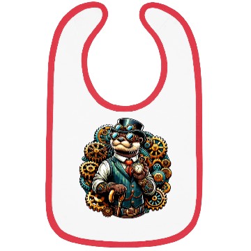 Discover Steampunk Otter with Gears and Clock Bibs