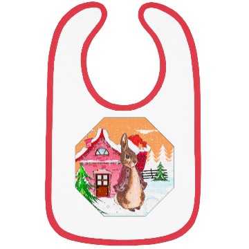 Discover A rabbit walking on Christmas Day Bibs