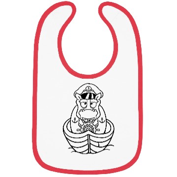 Discover Funny Hippo Captain Sails Cute Cartoon Comic Bibs