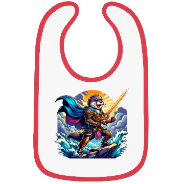 Discover Epic Warrior Otter with Sword in Hand Bibs
