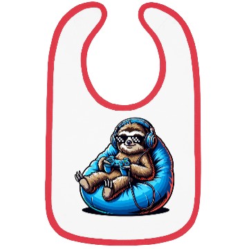 Discover Chill Gamer Sloth Headphones Controller Relax Bibs