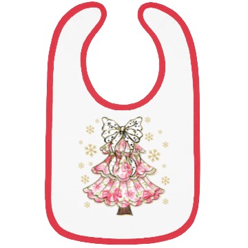 Discover Preppy Pink Coquette Bow Xmas Tree Bibs