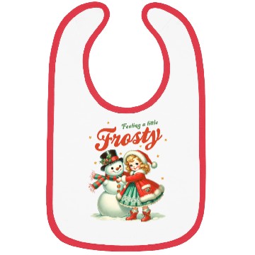 Discover Snowman with Girl, Merry Christmas Bibs