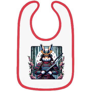 Discover Samurai Rabbit with Katana and Cherry Blossoms Bibs