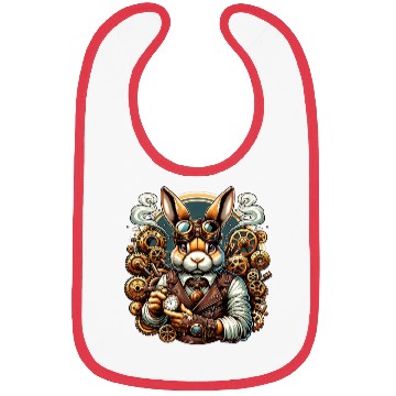 Discover Steampunk Rabbit with Gears and Goggles Bibs