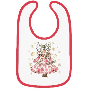 Discover Preppy Pink Coquette Bow Xmas Tree Bibs