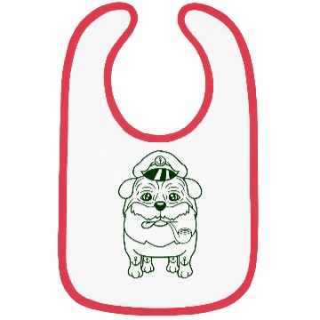Discover Old Pug Dog Captain Funny Cute Cool Cartoon Comic Bibs