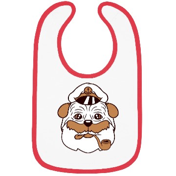 Discover Pug Dog Captain Hat Face Funny Cute Cartoon Comic Bibs