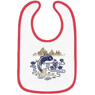 Discover fantasy carp-bird hybrid swimming in a lotus pond Bibs