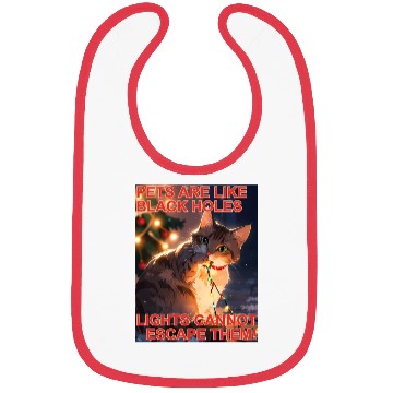 Discover Cat Chewing Lights Like Black Holes Christmas Bibs