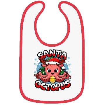 Discover Santa Octopus 002 Bibs
