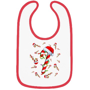 Discover Candy Cane Merry and Bright Red and White Candy Bibs